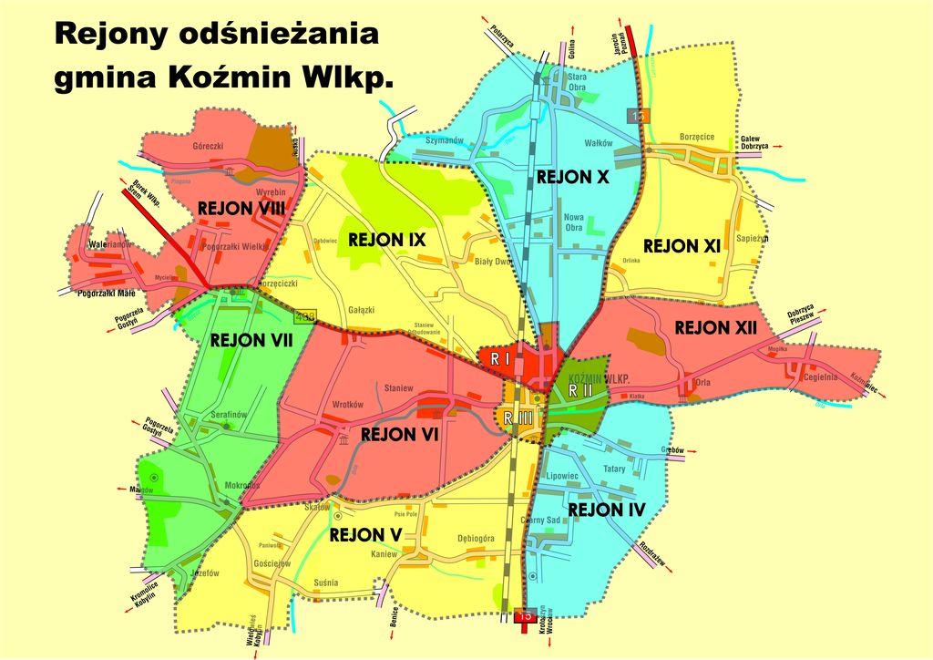 Rejony odsniezania