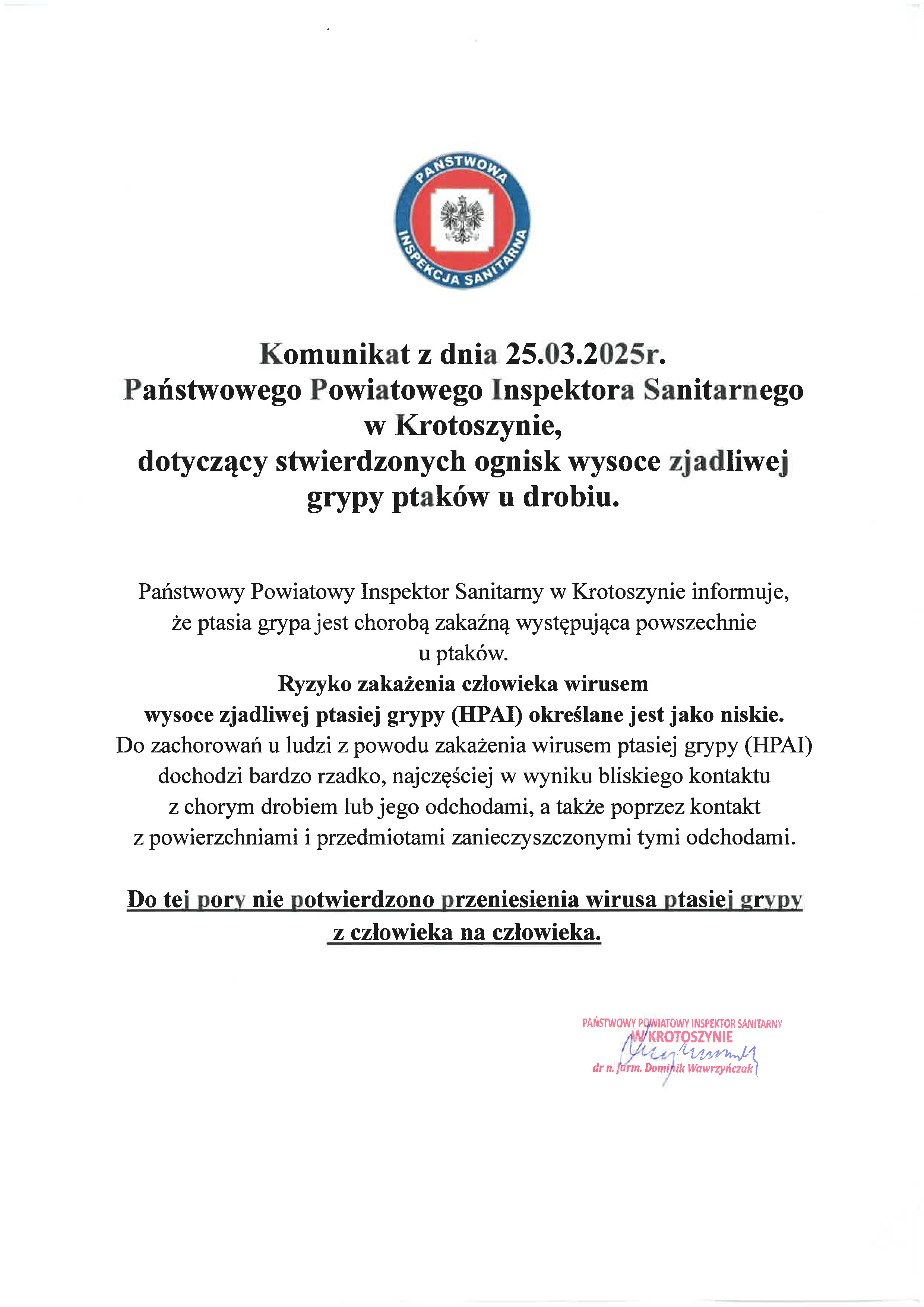 2025.03.25 Komunikat PPIS w Krotoszynie
