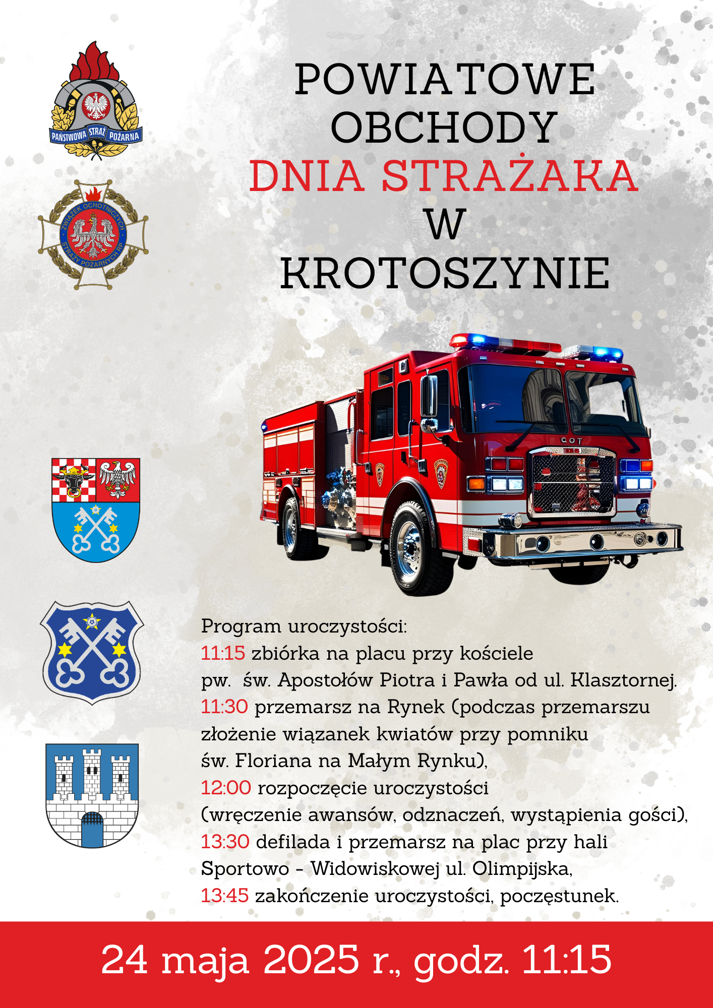 Plakat Powiatowe Obchody Dnia Strazaka Krotoszyn 2025