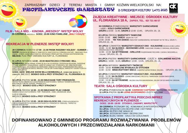 Program profilaktycznych warsztatów z Ośrodkiem Kultury 