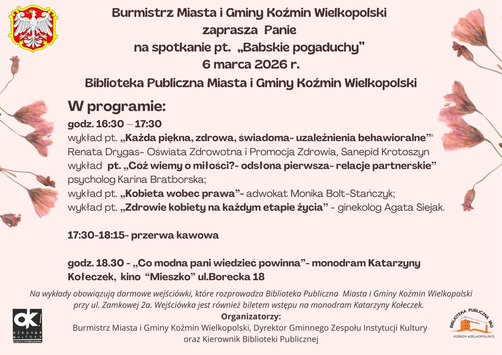 na różowym tle treść opisu