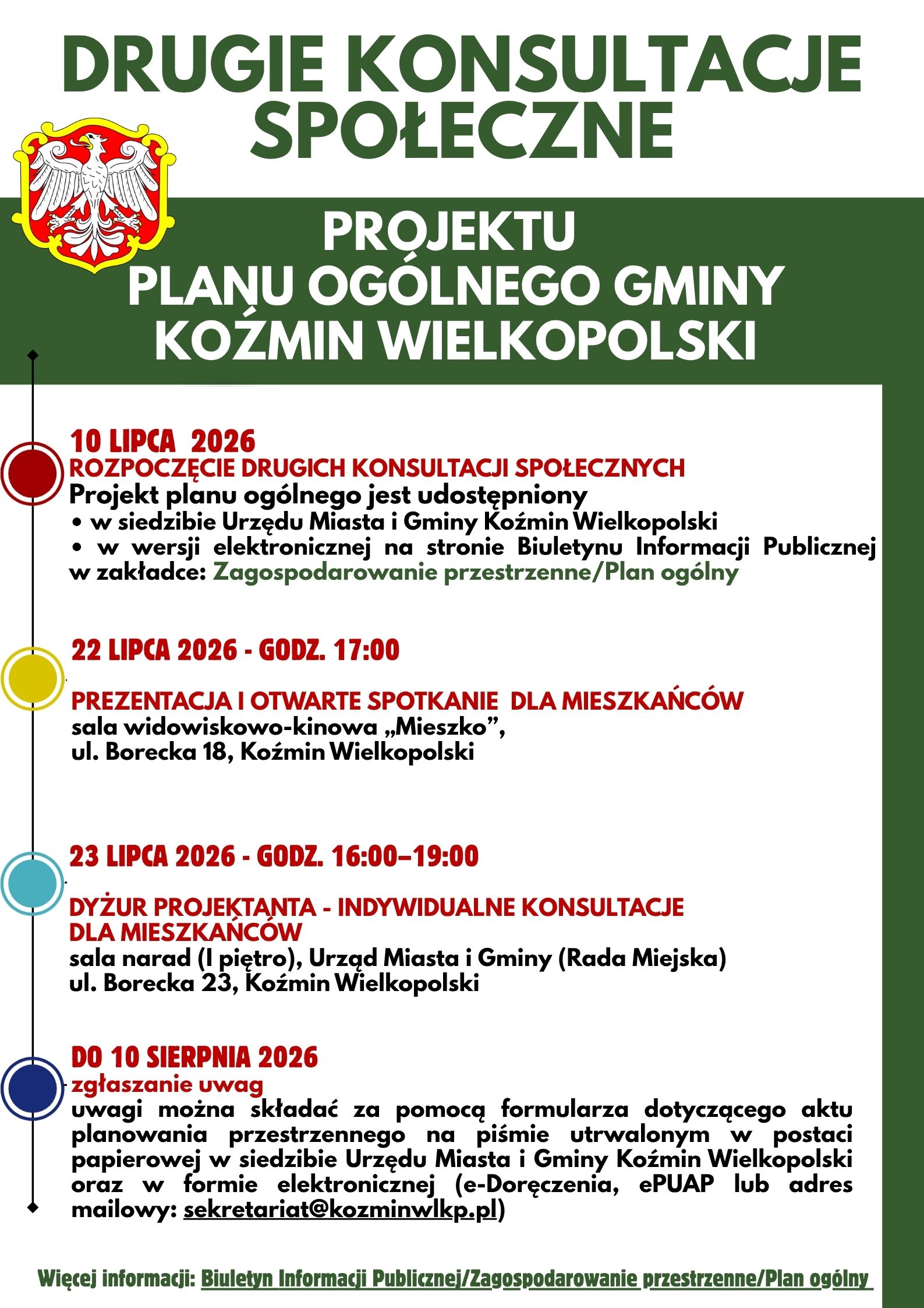 Drugie konsultacje społeczne dotyczące projektu Planu ogólnego 