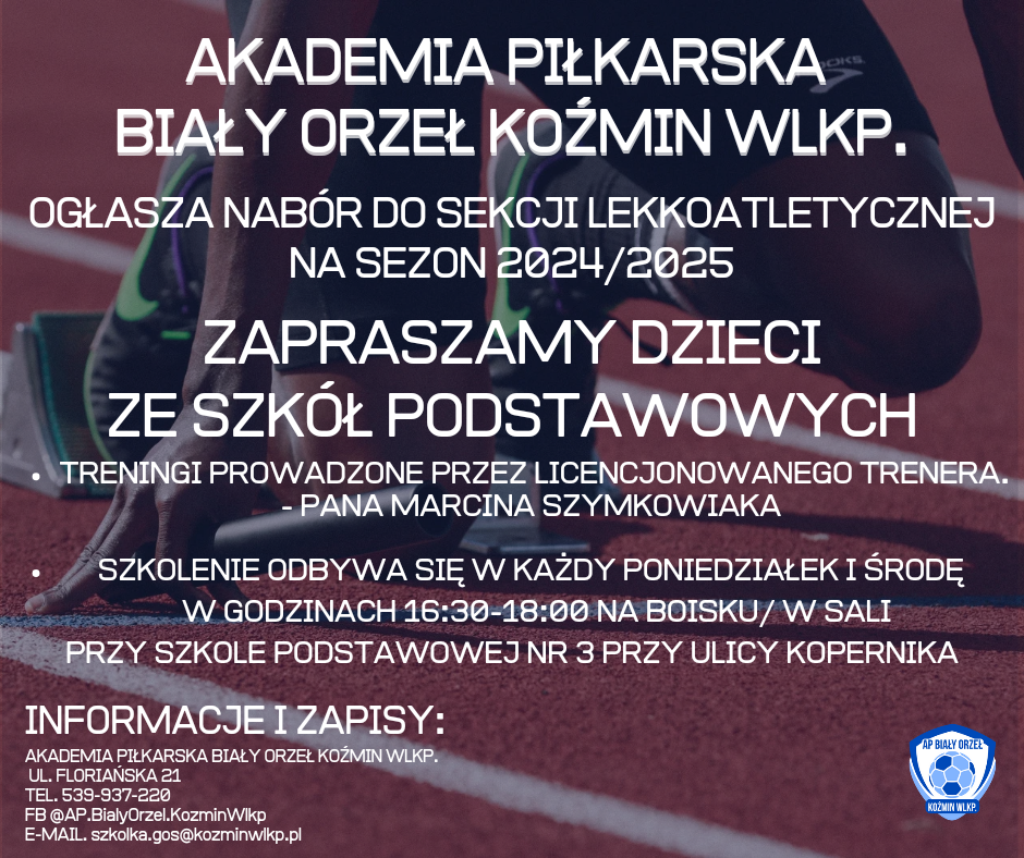Nabór do sekcji lekkoatletycznej na sezon 2024/2025