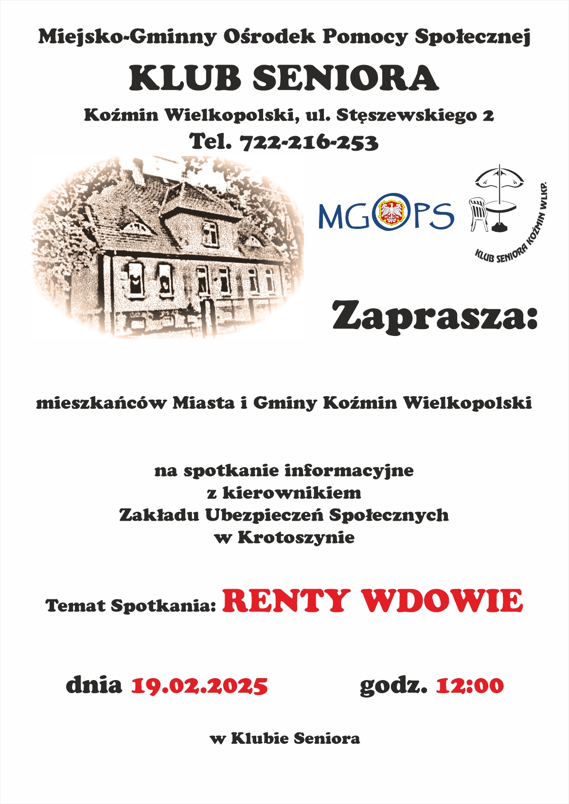 Spotkanie informacyjne o rentach wdowich
