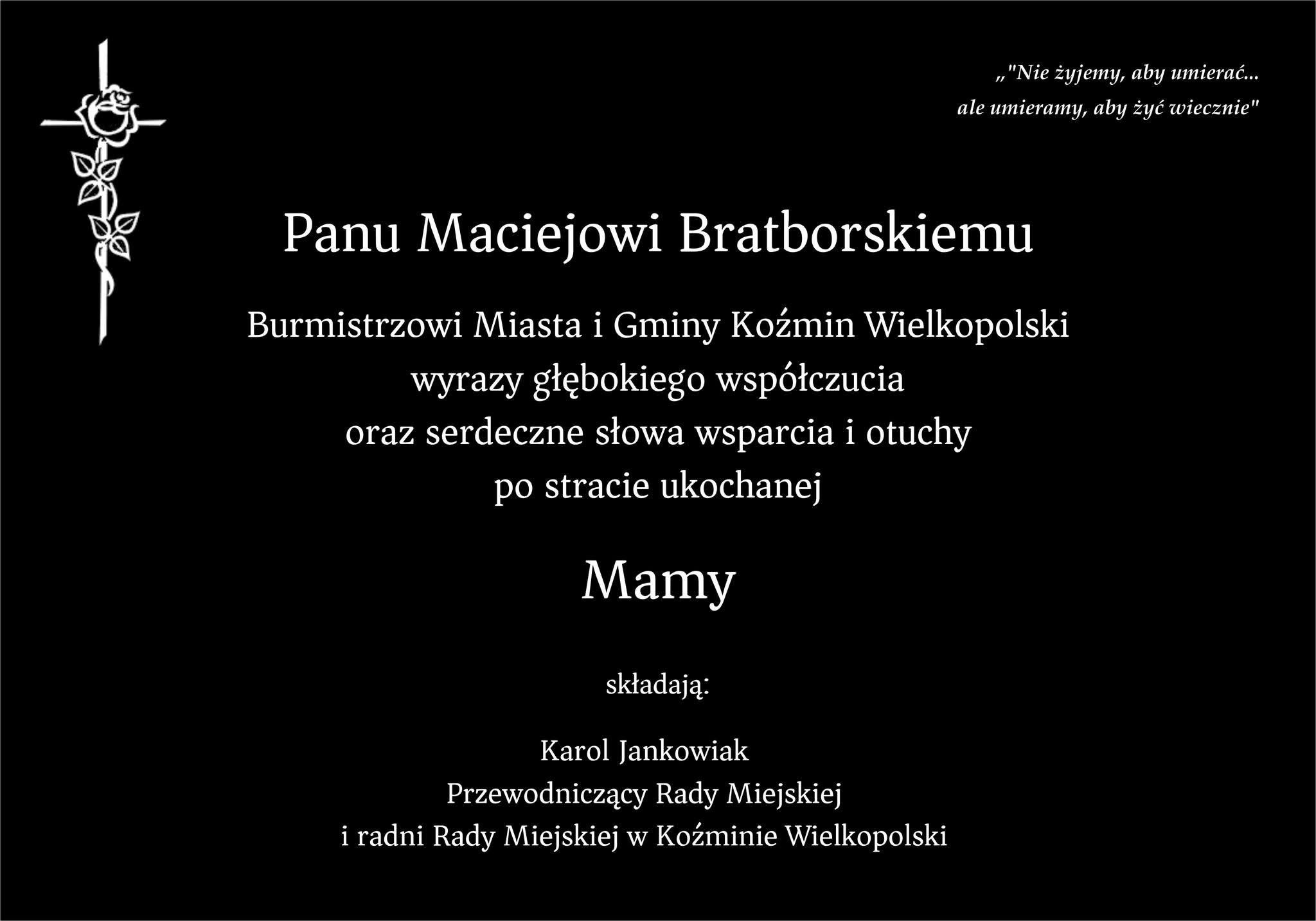 Kondolencje Rady Miejskiej